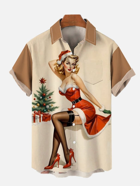 Men's Christmas Funny Graphic Short Sleeve Hawaiian Shirt